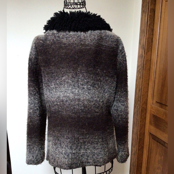 Karen Kane Wool Poly Blend Jacket Brown w Black Fringe Collar & Pockets Size XS - Picture 4 of 7